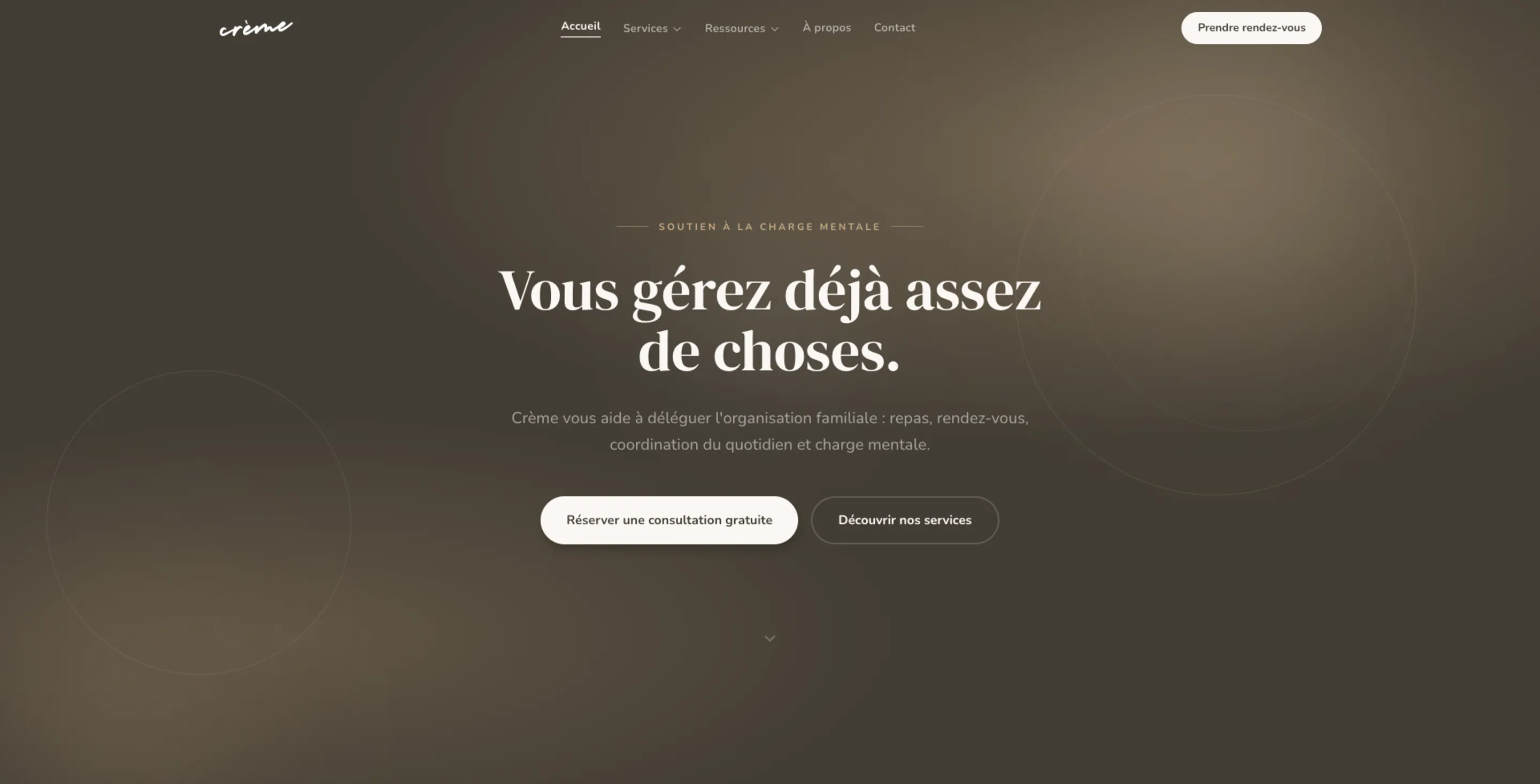 Agence Crème - site desktop