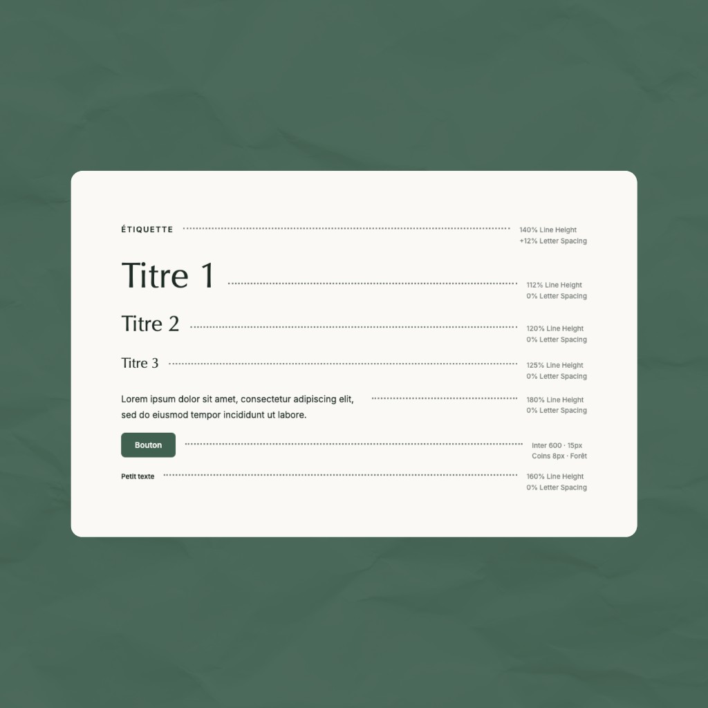 Clinique Praxa type scale: editorial serif, Inter body and forest-green button