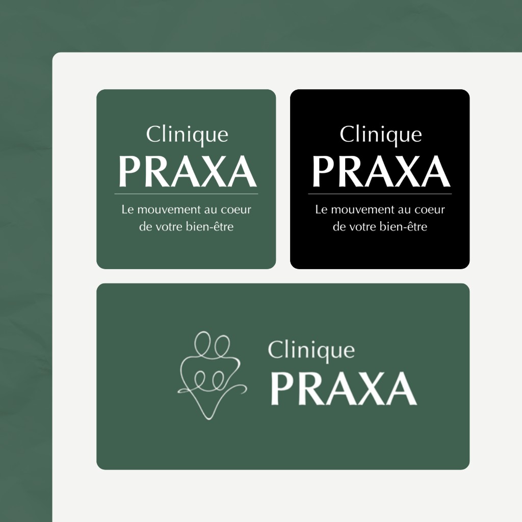 Clinique Praxa logo lockups: stacked and horizontal versions